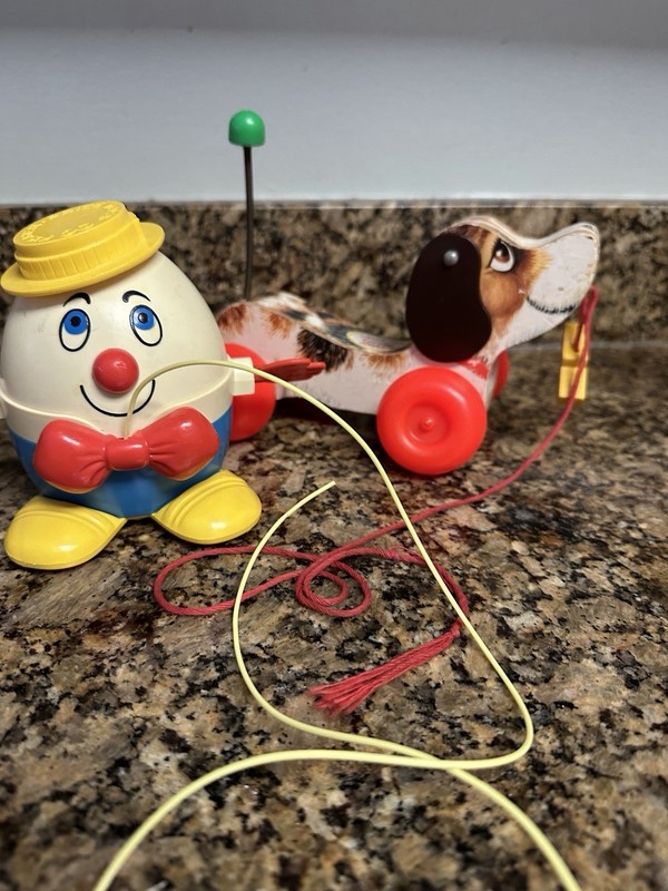 Vintage Pull Toy Dog Humpty Dumpty