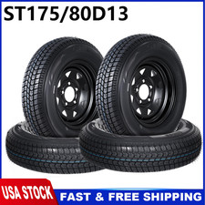 4 Pcs St17580d13 Trailer Tires With 13 Rims 17580 D 13 Lrc 5 Lug On 4.5 6pr