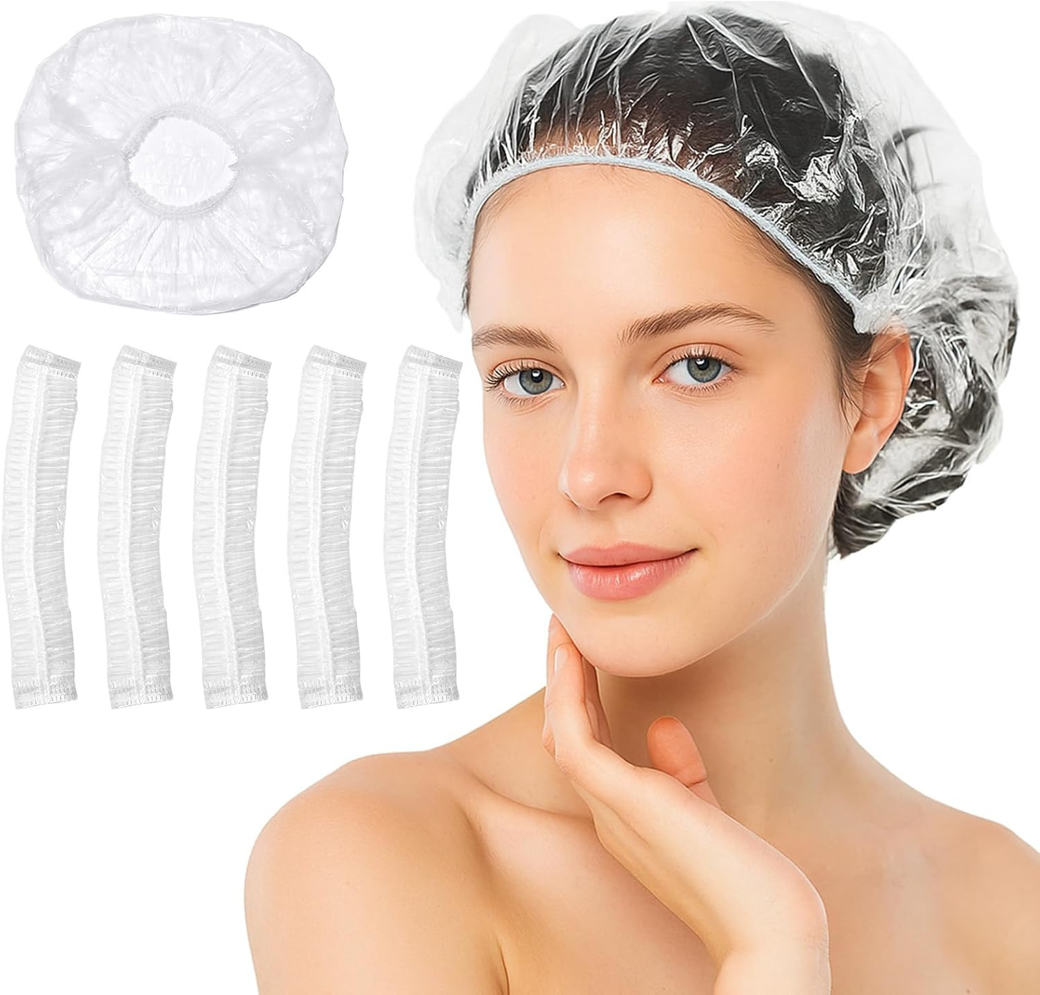 100Pcs Shower Caps Disposable, Disposable Shower Caps for Women, Large Thick Wat