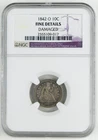 1842-O 10c Seated Liberty Silver Dime NGC F Fine Details Damaged Pitting C4360