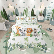 Jungle Animal Bedding Set for Kids - Giraffe, Elephant  Safari Theme