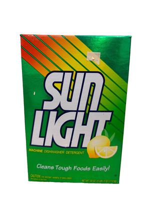 Vintage Sun Light Dishwasher Detergent Powder Box Heavy Duty Clean 3lb 2oz