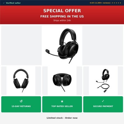 HyperX Cloud III Wired Gaming Headset PS5 Xbox PC USB-C 3.5mm Black
