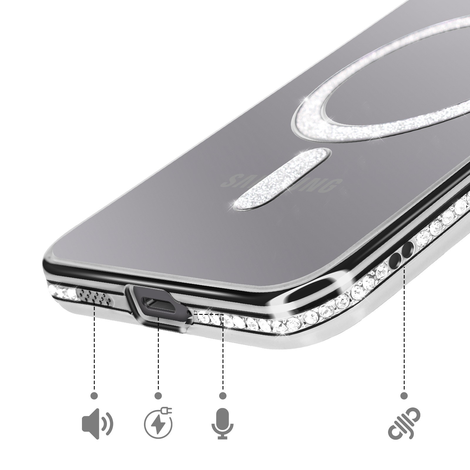 Coque Avizar Galaxy A57 strass diamant compatible chargeur induction transparente - 4