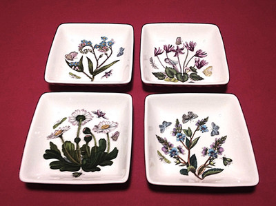 Set of 4 Portmeirion BOTANIC GARDEN 3 1/8'' Square Sauce Dishes - Mint Condition