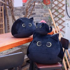 3D Black Cat Plush Toy Pillow Adorable Cat Shape Design for Sofa and Home Decor