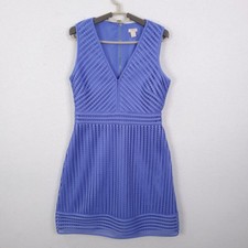 J.Crew Eyelet Lace Mini Dress Womens 6 Blue V-Neck Sleeveless Cocktail Feminie