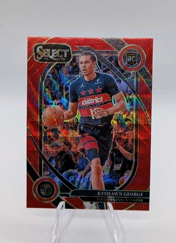 Kyshawn George 2024-25 Panini Select: COURTSIDE Red Wave Prizm SP Wizards