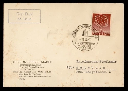 DR WHO 1950 GERMANY FDC ERP M77993