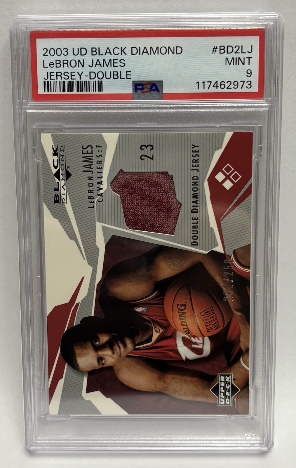 2003 BLACK DIAMOND #BD2LJ LeBRON JAMES DOUBLE DIAMOND ROOKIE PATCH /250 BGS 9