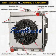 For 1955-1957 Ford Thunderbird Y-block V8 4.8l/5.1l 4 Row Radiator Shroud+fan.