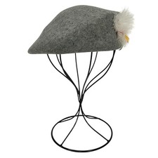 Vintage Doeskin Hat Pillbox Juliet Wool Felt Cap Gray with Feathers rockabilly