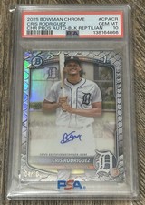 2025 Bowman Chrome Cris Rodriguez 4/10 Black Reptilian Auto #CPACR PSA 10 Tigers