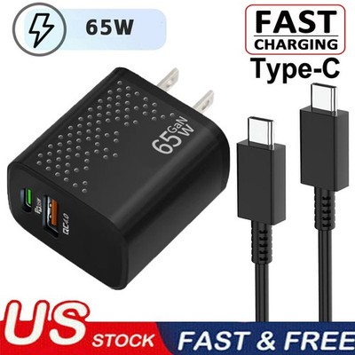   65W Super PD Power Adapter Duo Wall Charger+Cable For Samsung Xiaomi Android