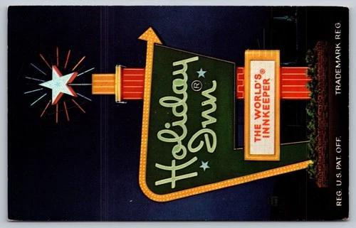 Vintage Holiday Inn Neon Sign Postcard Ft. Payne Alabama 3-D