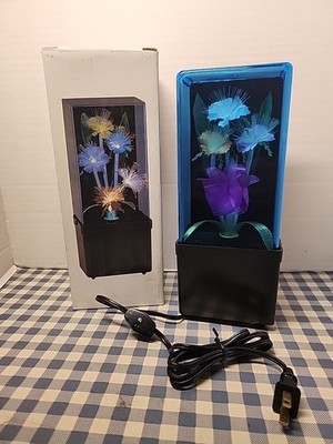 Vintage 1980 s Fiber Optic Color Changing Flower Lamp Light Tested   ''NEW''