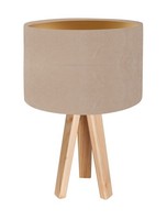Tischleuchte Stoff Schirm Holz Beige Gold 46Cm Aylmer Dreibein Nachttischlampe