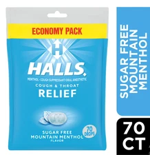 HALLS Relief Mountain Menthol Sugar Free Cough Drops, Economy Pack, 70 Drops