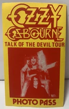 Ozzy Osbourne Yellow Photo Talk Of The Devil Concert Tour Backstage Pass Real