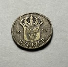 1917-W SWEDEN 25 ORE COIN 60% SILVER — photo 1