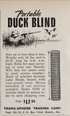 1955 Print Ad Portable Duck Blinds Rust Proof Wire Trans-Sphere Mobile,Alabama
