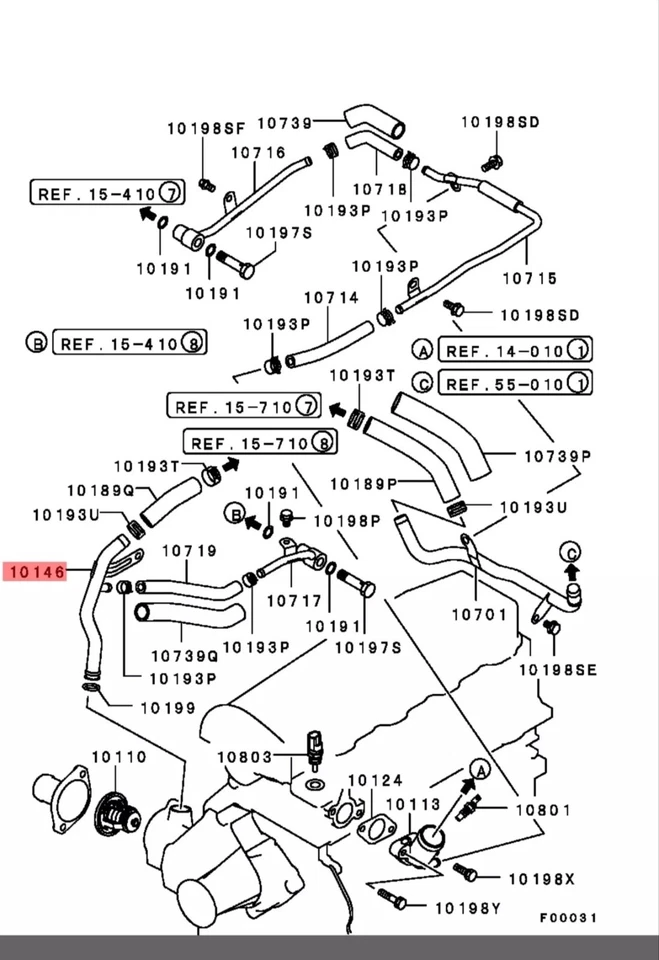 NEW GENUINE Mitsubishi L200 Water By-pass Pipe 2001 - 2006 K94 - Image 2 of 2