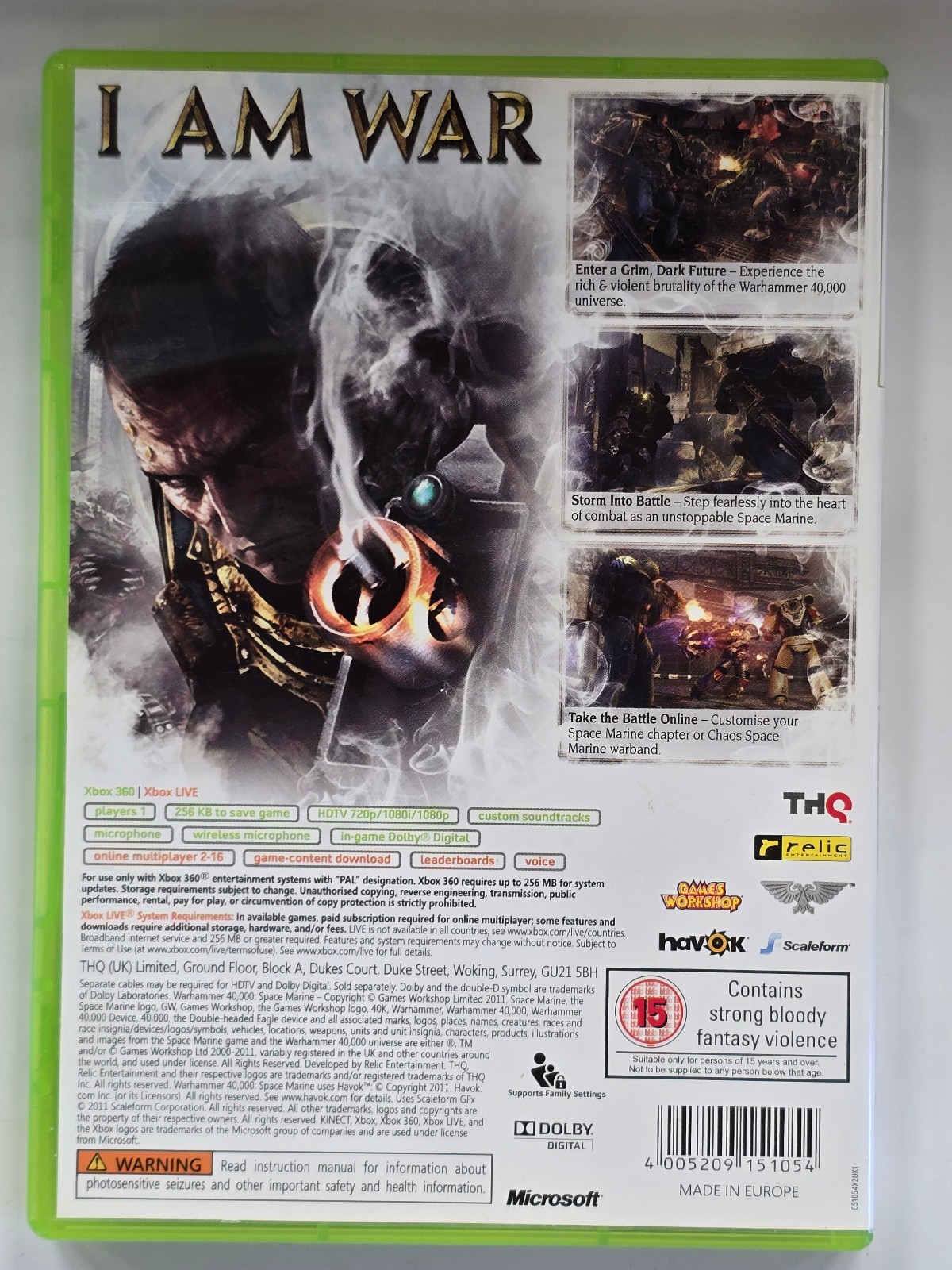 Warhammer 40k: Space Marine - Microsoft Xbox 360 , Complete With Manual