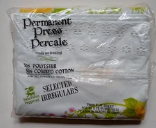 Vintage West Point Pepperell Twin Flat Percale Yellow Roses Eyelet Lace Edge