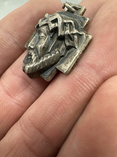 925 Sterling Silver M. De Jean Jesus Head Religious Pendant - Picture 4 of 7