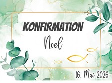 Konfirmation Tortenaufleger Bild Party Deko personalisiert Name Eukalyptus eßbar