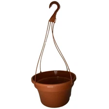 12" Terra Cotta Brown PLASTIC Hanging Baskets - Set of 5 - KOBA Pot Planter