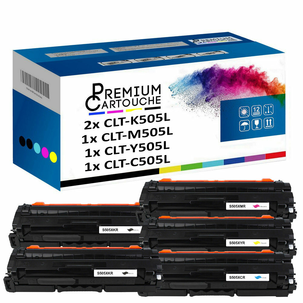 Cartouche laser Toner CLT-505L compatible multipack 5 pieces noir cyan magenta jaune