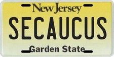 Secaucus New Jersey Aluminum License Plate