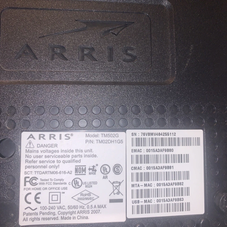 Modem Arris modem Touchstone TM502G Telephony Modem Docsis 3.0 - Image 4 of 4