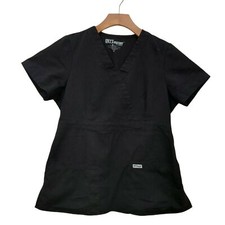 Grey's Anatomy Scrub Top Womens Medium Black V-Neck Short Sleeve Uniform Work