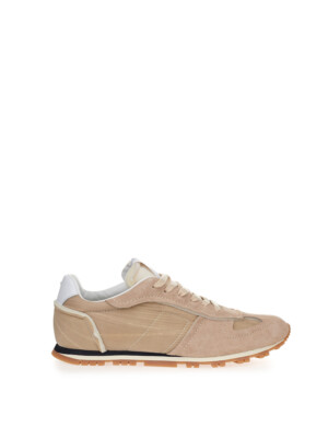 Beige Maison Margiela Sneaker aus technischem Stoff und Wildleder, Frontschnürung...