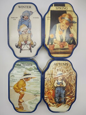 VINTAGE 1998 GOOD HOUSEKEEPING TINS 1918, 1926 TWO 1928S AD REPLICAS Appx. 8x5x2
