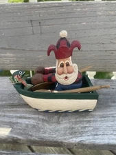 Vintage Rodney W Leeseburg-The Hadley Collection-Santa In a Boat. 1998 RARE