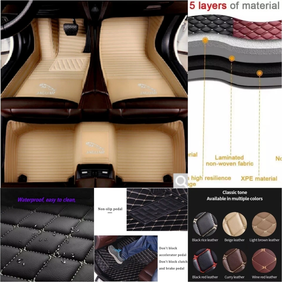For Jaguar All Models Car Floor Mats Waterproof Cargo Liners Custom Carpets - Image 4 of 4