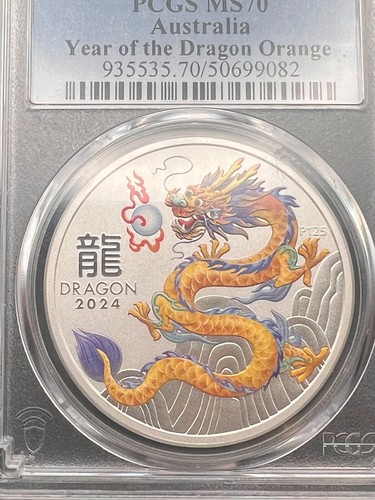 2024-P125 MS70 PCGS Australia Year of the Dragon Orange - Picture 2 of 5