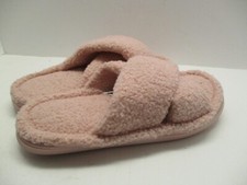 Jenni Women Slippers Sandals Pink Plush Terry Cloth Size SMALL Rubber Sole FU157