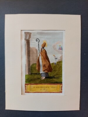 Santo Eriberto Colonia Heribert Koln Aquaforte Etching Antique Print 1819