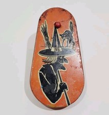 Vintage Halloween Witch pumpkin TIN Noisemaker Spinner KIRCHHOF USA