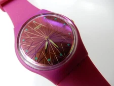 FANTASTIC FUCHSIA! Gorgeous NEON PINK Swatch w Silicone Strap, GLOW Hands-NIB!