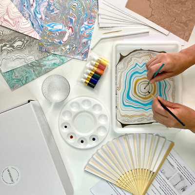 DIY Painting Craft Kit for Adults & Kids, Suminagashi marbling Notebook Set