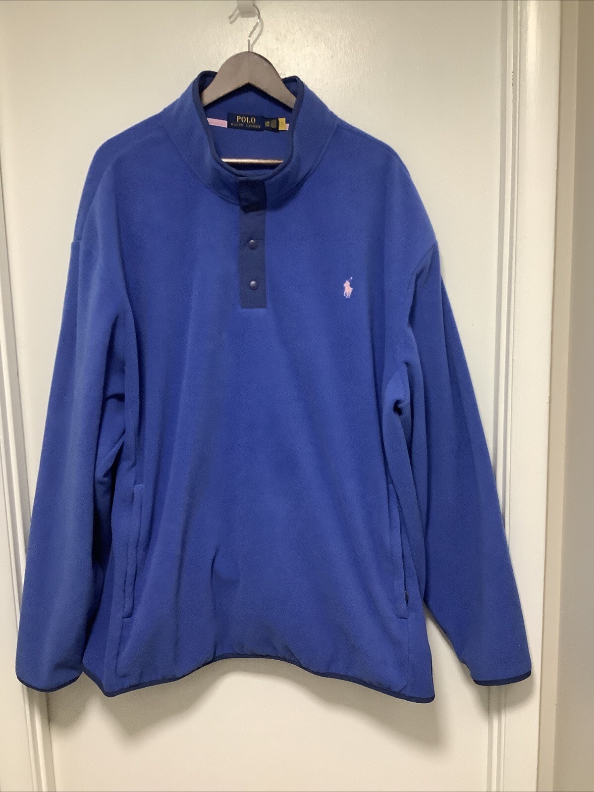 Polo Ralph Lauren 1 4 Snap Felpa Uomo 3XB Alta Pile Finto Collo Rosa Pony
