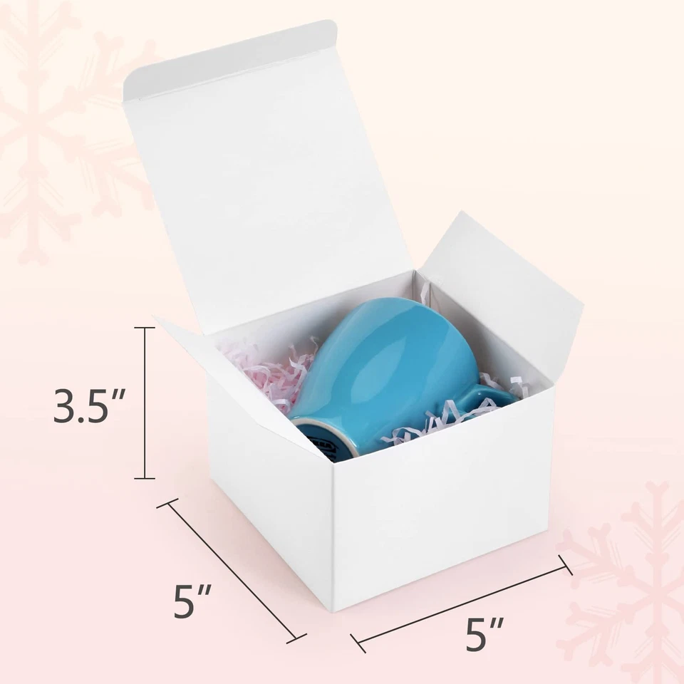 20 PÇS 5x5x3,5" caixas de presente brancas tampas presentes dama de honra papelão de casamento - Imagem 2 de 4