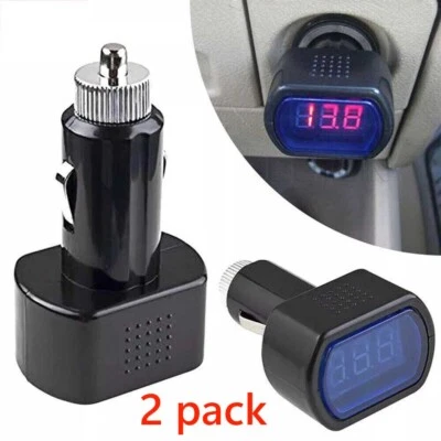 2pcs 12V/24V LED Car Auto Battery Electric Cigarette Lighter Voltmeter Tester