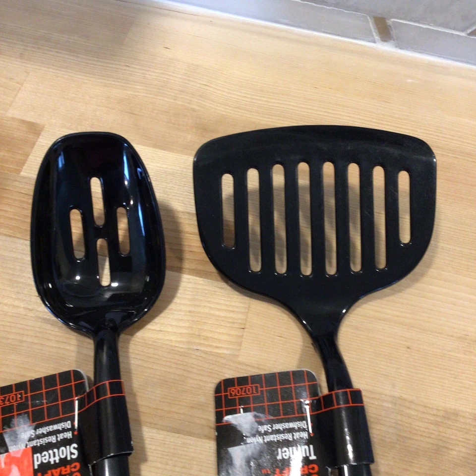 Chef Craft Black White Nylon Spatula Turner & Slotted Spoon NEW - Image 4 of 4