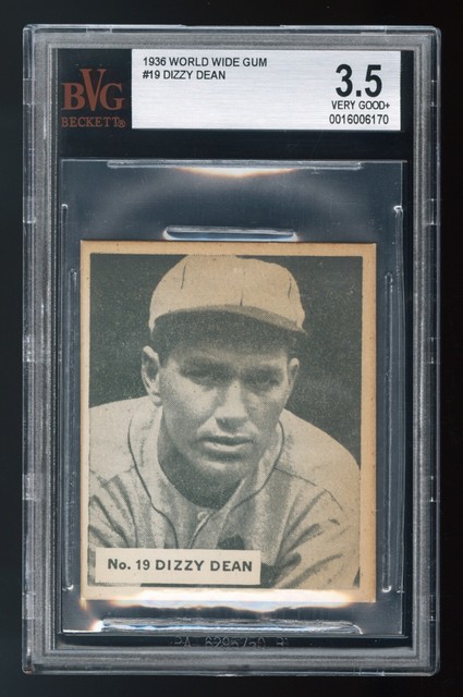 1936 World Wide Gum #19 Jerome Dizzy Dean BVG / BGS 3.5 EX-MT but stained